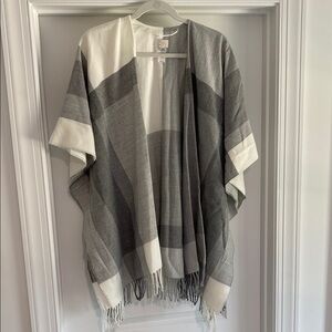 A New Day, Gray and White Plaid Shawl Wrap